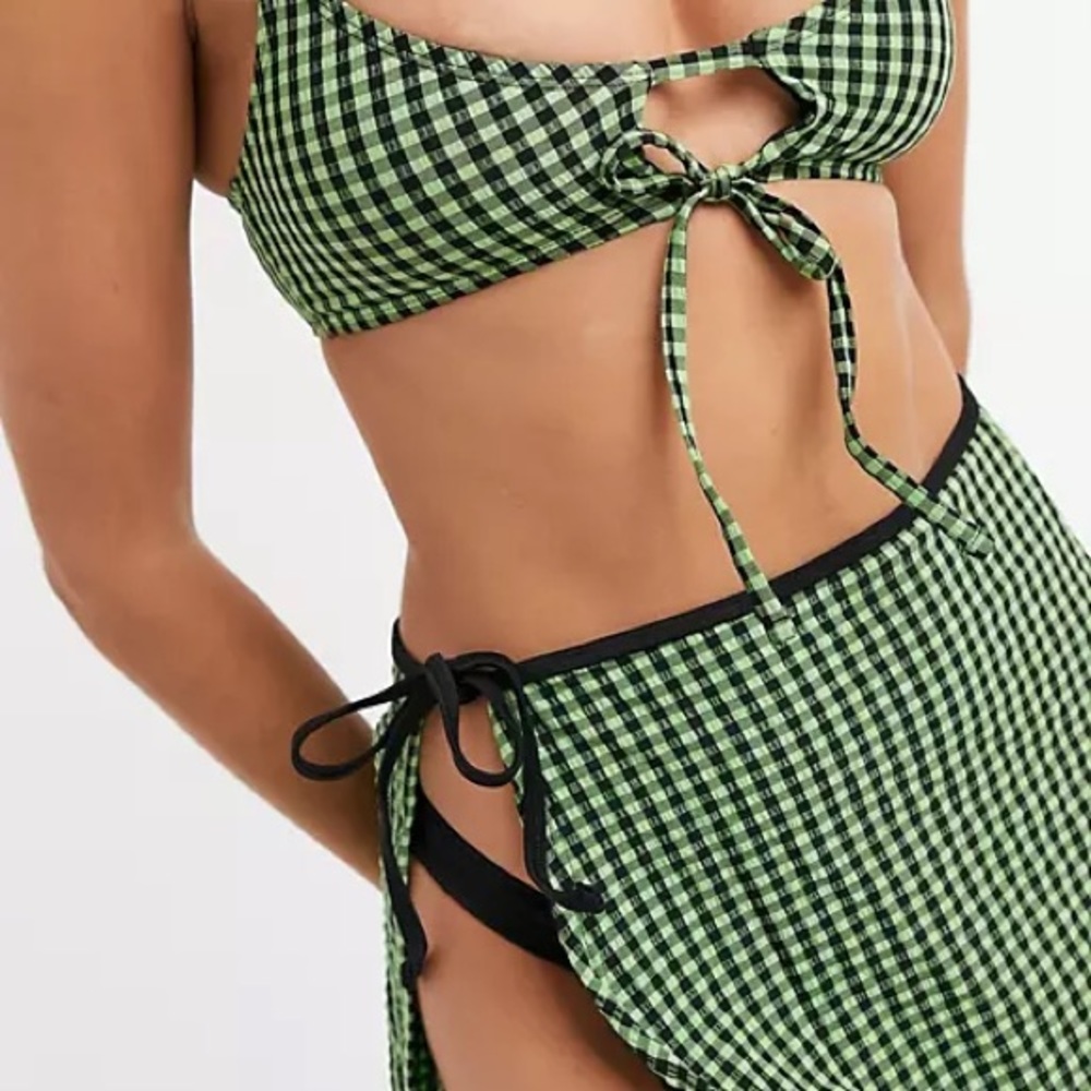 Green gingham bikini 3 piece set